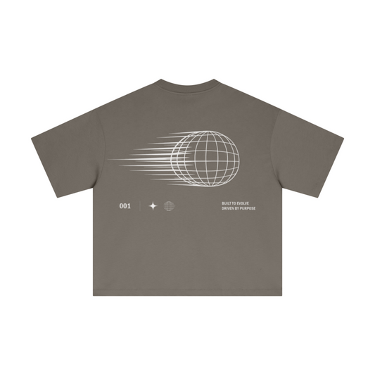 230GSM Men's Combed Cotton Plain Knit Boxy T-Shirt Coffee Gray