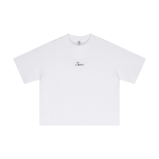 230GSM Men's Combed Cotton Plain Knit Boxy T-Shirt White