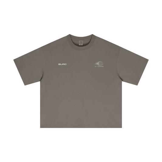 230GSM Men's Combed Cotton Plain Knit Boxy T-Shirt Coffee Gray